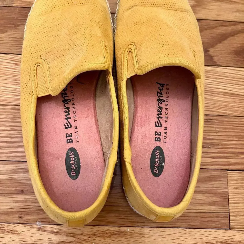 Dr. Scholl's Far Out Yellow Perforated Espadrille Slip-On Shoes Size 6.5M